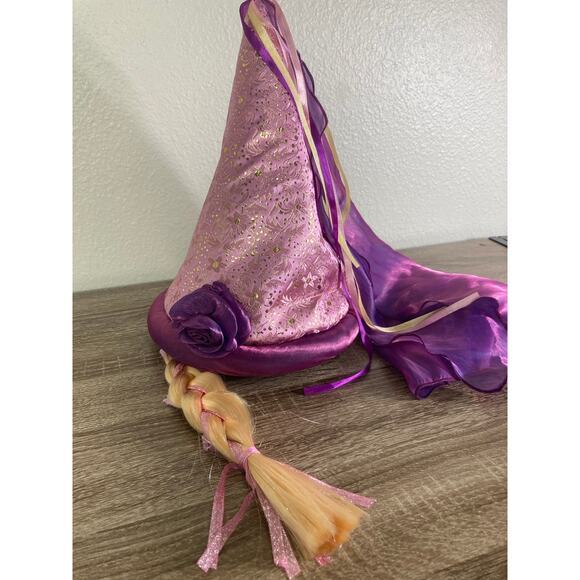 Disney Parks Rapunzel Princess Hat Braided Ponytail Purple Tangled Girls Costume - Picture 2 of 9
